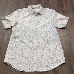 Lululemon Airing Easy Shirt Men Large Green White Button Up Slim Athletic Vented